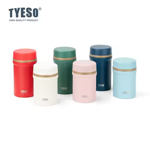 Tyeso Stainless Steel Vacuum Flasks Thermal Food Jar Vacuum Insulated Box for Hot Cold Meals Thermos