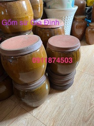 Lu (khạp) đựng gạo phong thủy chứa nước muối dưa gốm sứ Bát Tràng hàng đẹp