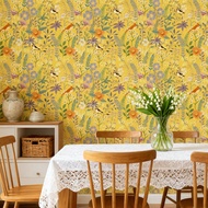 1Roll Vintage Bird Self-Adhesive Wallpaper, Peel-And-Stick Floral Wallcovering, Waterproof Contact P