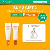 [6.6 Sale: BUY 2 GIFT 2] INNISFREE Vitamin C Tone Up Sunscreen 50ml Duo +  2-pcs Free Gifts