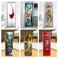 [HOT] 3D Refrigerator Sticker Full Door Cover Kitchen Sticker on The Fridge Wine Cabinet Wallpaper Beer Freezer Vinyl Film Decor Mural