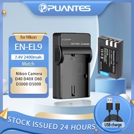 PUANTES EN-EL9/EN-EL9A camera battery+USB single slot charger matched with Nikon D40 D40X D5000 D300