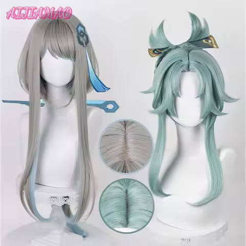New! Game Impact Guizhong Madame Ping Cosplay Wig 90cm/45cm Wig Heat Resistant Synthetic Wigs + Wig 