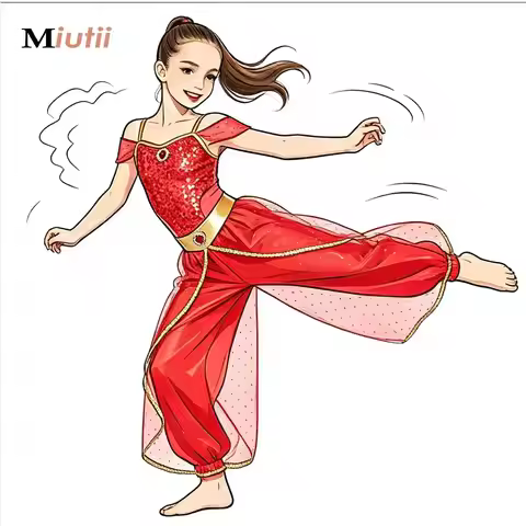 Girls Arabian Princess Rompers Shiny Sequins Tulle Overlay Jumpsuit Halloween Belly Dance Clothes In