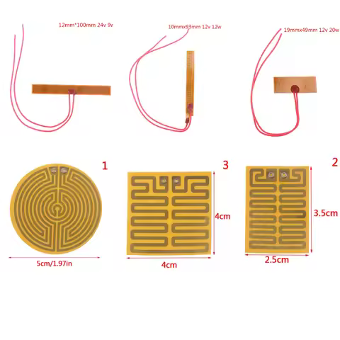 1pc 5V 12V 24V PI Heating Film Plate Polyimide Heating Electric Heated Panel Pad Mat Flexible Adhesi