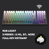 【จัดส่งภายใน 3 วัน】 ZIFRIEND & FURYCUBE ปะเก็น K99ไร้สายคีย์บอร์ดแบบกลไกแบบมีสาย/บลูทูธ/2.4G 3โหมดคี