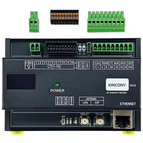 KinCony N10 ESPHome MQTT Home Assistant DIY ESP32-S3 Energy Monitor Board 10CH CT Clamp 1CH ZMPT101B