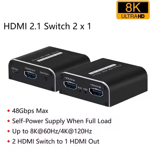 8K HDMI-compatible Switch 2x1 4K@120Hz 8K @60Hz HDMI-compatible 8K HDMI-compatible Switch 2x1 Switch