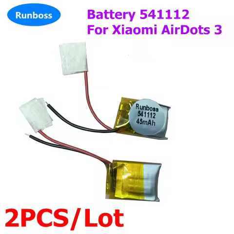 2PCS 45mah 541112 Lithium Polymer Battery For Xiaomi Redmi AirDots 3 Earphones Hearing Aids Inductio