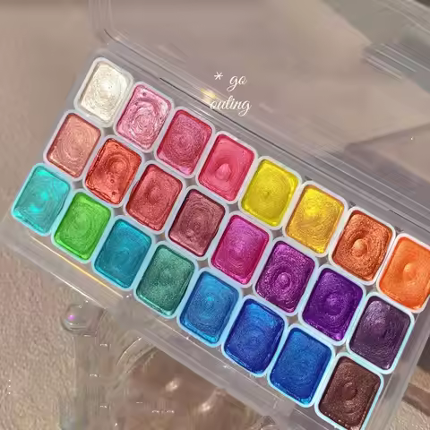 20/24/60Colors Watercolor Painting Pigments Set Flowers Decor Lightfastness Pearlescent Glitter Wate