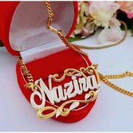 Rantai Nama custom Name necklace tempah nama rantai leher emas rhodium