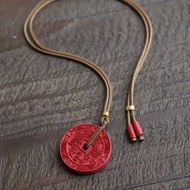 硃砂山鬼錢 復古錢幣風 長款守護吊墜 潮流配飾