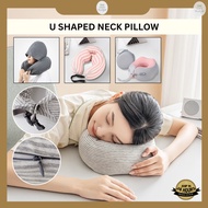 Foldable U-Shape Neck Pillow Portable Travel Plane Car Train Bantal Lipat Serbaguna Office Home Nap 