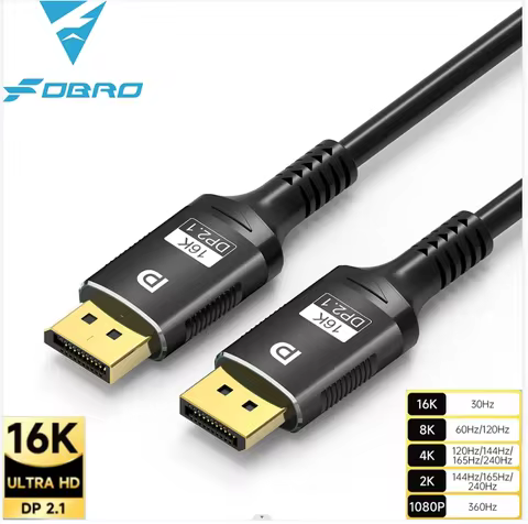 16K DisplayPort Cable 2.1 8K DP 2.1 DP Video 80gbps Cable DP to DP 16K@30Hz 8K@60Hz 120Hz 4K for HDT