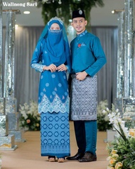 [TEAL BLUE] Baju Nikah Songket/Full Set Baju Nikah/Baju Nikah/Baju Tunang/Baju Kurung Songket Plus Size/Baju Kurung Songket