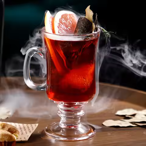 Design Style Coffee Cup 250ml-285ml Irish Coffee Latte Glass Juice Milk Tea Cup Inclined with Handle