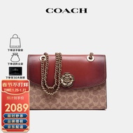 蔻驰 COACH 奢侈品Parker系列女士山茶花 单肩斜挎包卡其色配棕 30585 B4RU【品牌授权 官方直供】