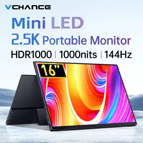 VCHANCE 16'' 2.5K 144Hz Portable Monitor Mini Led 1000nits 100%sRGB Metal Frame with Stand Extender 