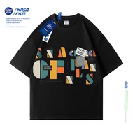 เสื้อยืดแขนสั้น คอกลม ผ้าฝ้ายแท้ ทรงหลวม ลาย Nasa สีขาว แฟชั่นฤดูร้อน สําหรับผู้ชาย