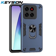 KEYSION Shockproof Armor Case for ZTE Blade A56 Soft Silicone+PC Metal Ring Stand Phone Back Cover f