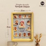 BABY MILESTONE 3D FRAME | Pop Up Photo Frame | Baby's First Year Frame | Rounded 3D Frame Wood [A3 S