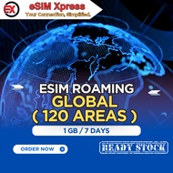 eSIM Roaming Global 120 Negara 1 GB Data | 7 Days | eSIM Roaming | eSIM Travel