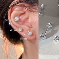 925 Flash Diamond Earrings Female Ear Piercing Earrings Niche High-End Zircon Earrings Snail Earring