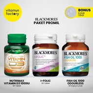IFOLIC BLACKMORES PROMIL PACKAGE + NUTRIMAX VITAMIN D3 1000 IU 60 TABLETS + BLACKMORES FISH OIL 1000