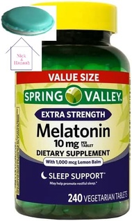 Spring Valley Extra Strength Melatonin Tablets Dietary Supplement Value Size, 10 mg, 240 Count + Min