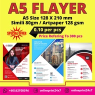 Flyer Printing - A5 Size Flyer - Color Digital Printing - 1 Side Print / 2 Side Print