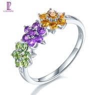 Lohaspie Jewelry Genuine Sterling Silver 925 Ring Natural Amethyst Ring Gemstone 925 Silver Engageme