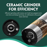 (NBGX) 2X Electric Pepper Grinder Automatic Pepper Mill Grinder Stainless Steel Battery Operated Sal