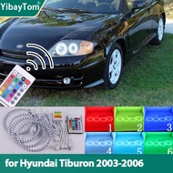 RGB multi-colored RF Remote Control Rings DRL LED Angel Eyes Kit For Hyundai Tiburon 2003-2006 Headl