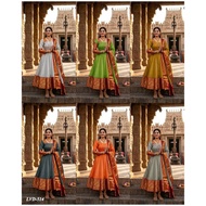 LVD-514~S to 3XL~Elegent Kanchi Cotton Gown Dupatta With Lace Border
