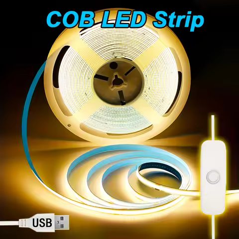 LED Strip Lights USB 5V Super Bright COB Led Strip Flexible Ribbon Tape Lights for Cabinets, Bedroom