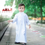 ชุดโต๊ปเด็กผู้ชายแขนยาวสีขาว ชุดเด็กมุสลิม แบรนด์ดัฟฟะห์(Daffah)คอตต้อลนิ่มปักพรีเมี่ยม ชุดเด็กอิสลา