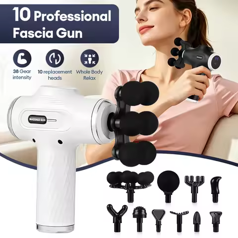 High Power Fascia Massage Gun Replaceable Massage Heads High-Frequency Vibration Body Massage Gun Fu
