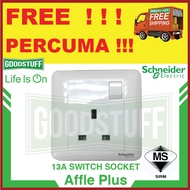 SCHNEIDER ELECTRIC AFFLE PLUS 13A 250V 1 GANG SWITCHED SOCKET WHITE