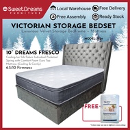 Victorian Bed Frame 1224 | Frame + 10" Mattress Bundle Package | Single/ Super Single/Queen/King Storage Bed | Divan Bed