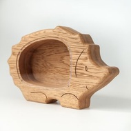 Wooden piggy bank, hedgehog toys, Customized gift, coin bank, animal money box