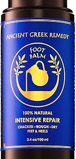 Ancient Greek Remedy Organic Foot Balm for Dry Cracked Feet and Heels, Made of Olive, Almond, Sunflower, Lavender and Vitamin E Oil. Natural Cream Moisturizer for Dry Skin Care for Women, Men