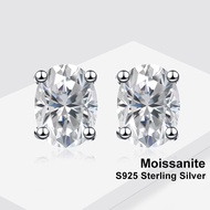 Real 0.5ct 1ct 2ct Oval Cut Moissanite Earrings Lab Diamond S925 Sterling Silver With White Gold Pla
