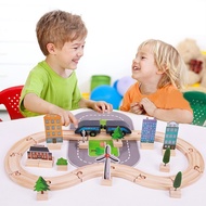 Wooden Train Set, 46Pcs Train Toy for Boys with Wooden Train Track, Toy Train for 3+ &amp; 4-7 Years Old Toddlers and Kids