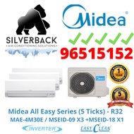 MIDEA ALL EASY SERIES (5 TICKS) SYSTEM 4 AIRCON WITH INSTALLATION