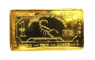 1 oz One Troy Ounce USA Scorpion .999 Pure Titanium Gold Plated Bullion Bar Ti Element 1oz