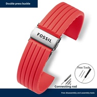 Unisex FOSSIL Rubber Watch Bands For FS4656, FS4682 & FS5237 Models - Waterproof Silicone Straps, 18