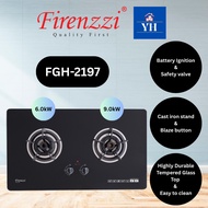 FIRENZZI 6KW+9KW BLAZING FLAME WITH HIGHLY DURABLE TEMPERED GLASS TOP GAS HOB FGH-2197