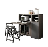 蝸居達人 - 深灰色一枱四椅摺疊餐枱連餐櫃