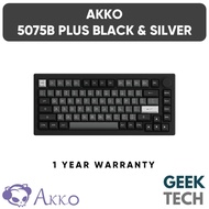 AKKO 5075B Plus Black & Silver ASA Profile Wireless Mechanical Keyboard - Hot Swappable, Rotary Knob