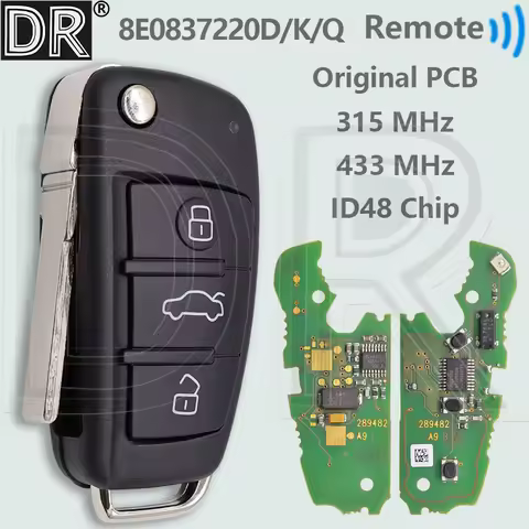 DR Original PCB 8E0837220D/220K/220Q ID48Chip 315/433MHz Car Remote Key For Audi A2 A4 S4 RS4 B7 Cab